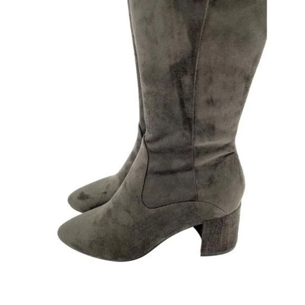 MARC FISHER Jayne Grey Fabric Faux Suede Over the Knee Boots SZ 9 NEW